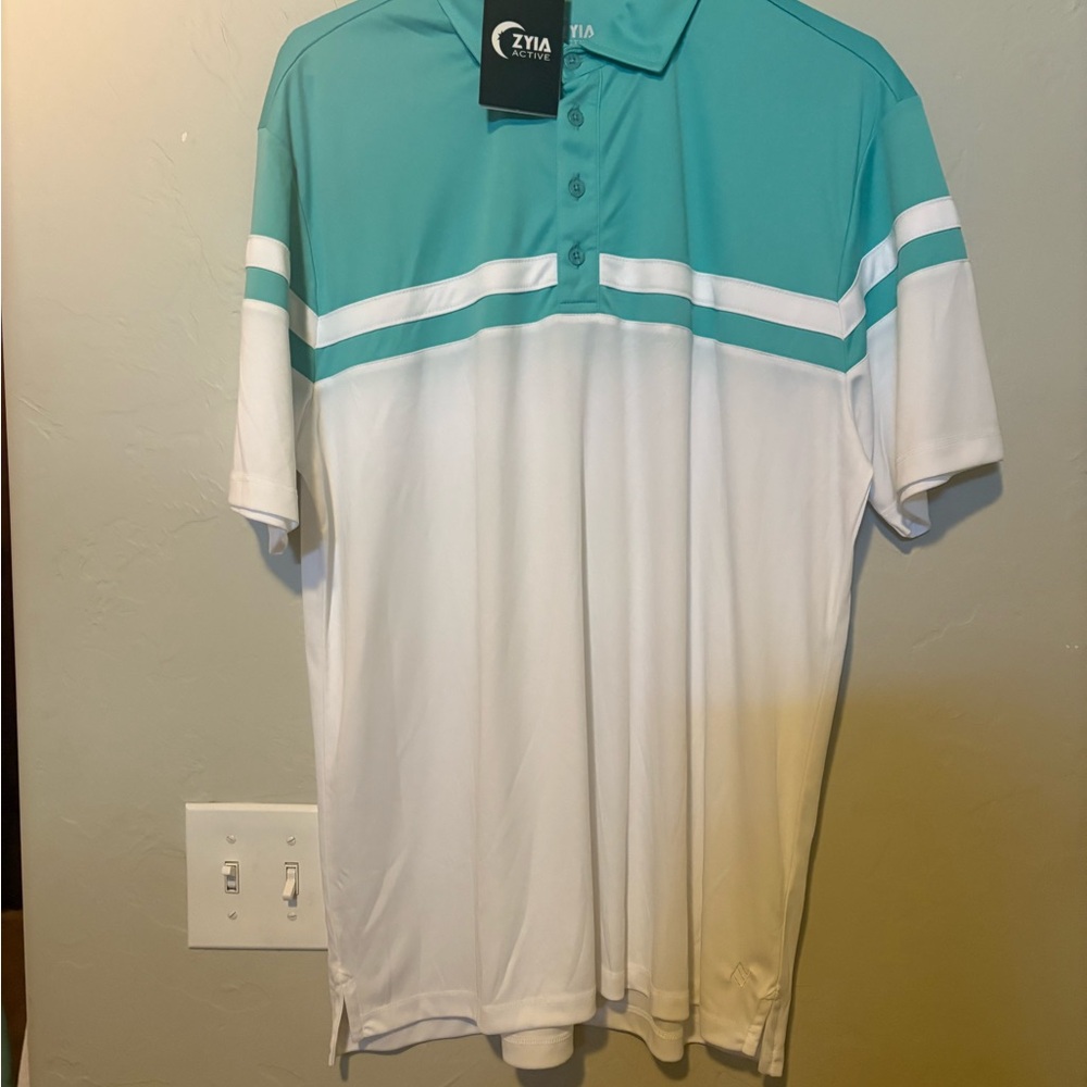 ZYIA Blue and White Polo Shirt Athletic Design